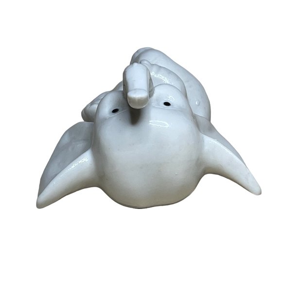 Vintage Whimsical White Elephant Ceramic Figurine Trunk Up - Picture 5 of 6